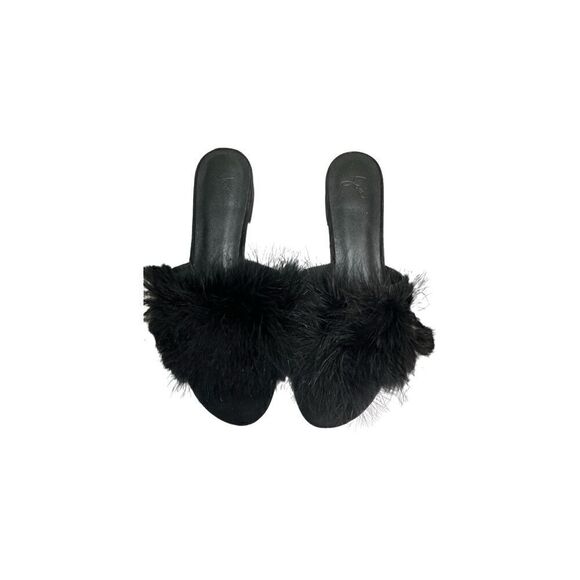 Joie Size 7 Black Mani Feather Fluffy Slide Sandal/Shoe/Slipper - Picture 3 of 7